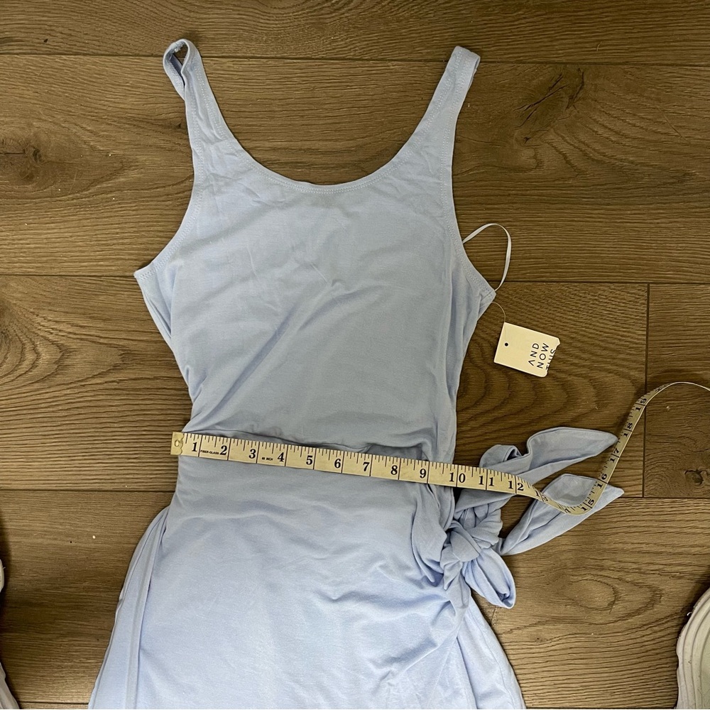 And Now This Elegant Blue Sleeveless Side Tie Tulip Midi Dress Size XS - Picture 5 of 9